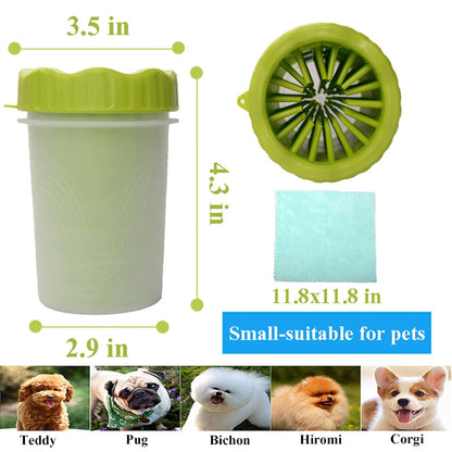 Paw Cleaner,  Dog Cleaner,Dog Paw Washer with Towel for Dogs Cats Muddy Paws(Small-Green)