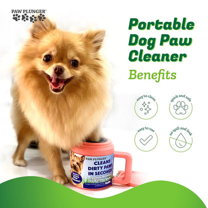 for Small Dogs – Portable Dog Paw Cleaner for Muddy Paws – This Dog Paw Washer Saves Floors, Furniture, Carpet and Vehicles from Paw Prints – Soft Bristles, Convenient Cup Handle, Pink